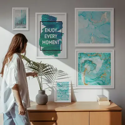 Framed photo set Abstract compositions with inscriptions
