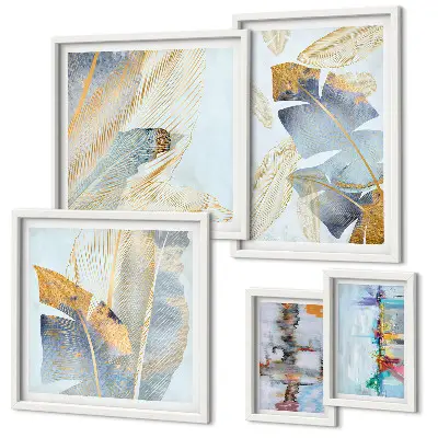Set of 5 wall art pieces Modern plant motifs