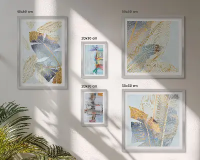 Set of 5 wall art pieces Modern plant motifs
