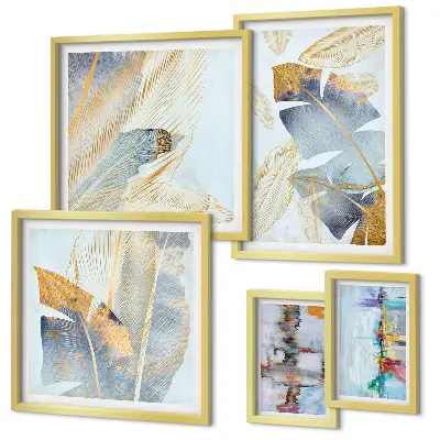 Set of 5 wall art pieces Modern plant motifs