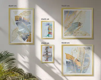 Set of 5 wall art pieces Modern plant motifs
