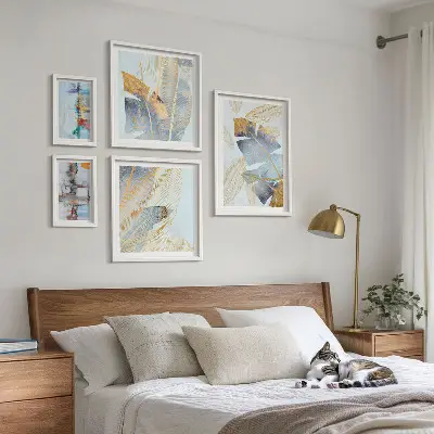 Set of 5 wall art pieces Modern plant motifs