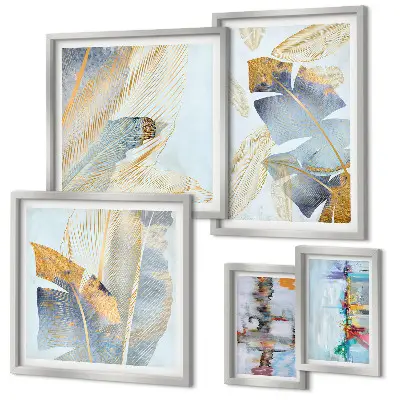 Set of 5 wall art pieces Modern plant motifs