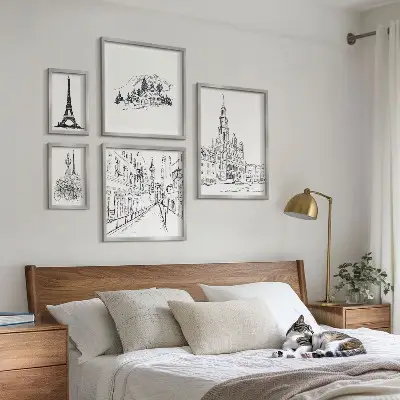 Gallery wall Stylish architectural illustrations