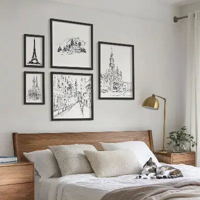 Gallery wall Stylish architectural illustrations