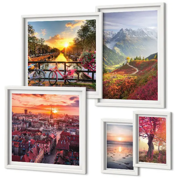 Framed photo set Mountain urban nature views