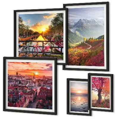 Framed photo set Mountain urban nature views