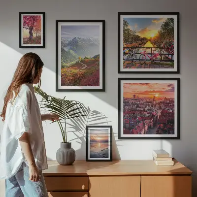 Framed photo set Mountain urban nature views