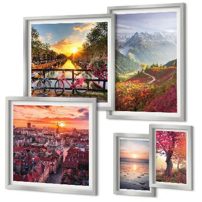 Framed photo set Mountain urban nature views