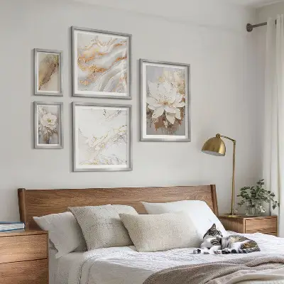 Set of 5 wall art pieces Elegant floral compositions