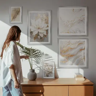Set of 5 wall art pieces Elegant floral compositions