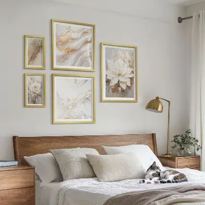 Elegant floral compositions set of 5 wall art pieces
