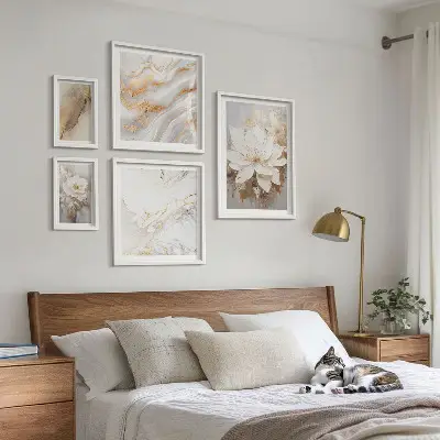 Elegant floral compositions set of 5 wall art pieces