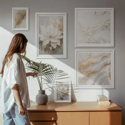 Set of 5 wall art pieces Elegant floral compositions