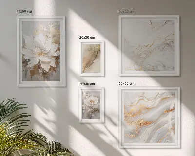 Elegant floral compositions set of 5 wall art pieces