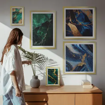 Gallery wall Elegant abstractions with greenery