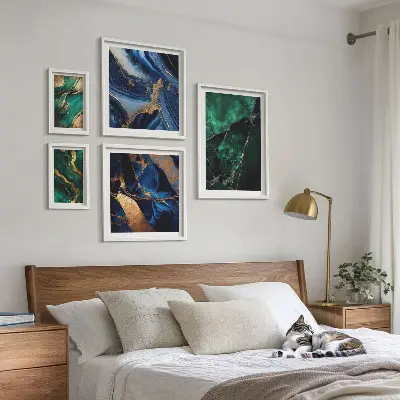 Gallery wall Elegant abstractions with greenery