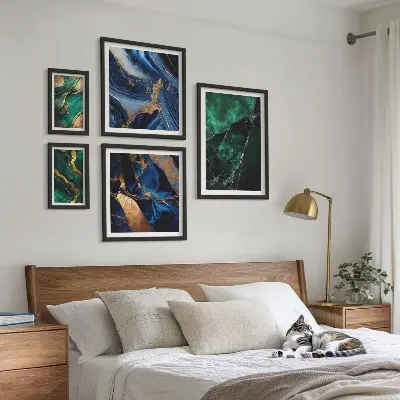 Gallery wall Elegant abstractions with greenery