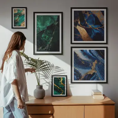 Gallery wall Elegant abstractions with greenery