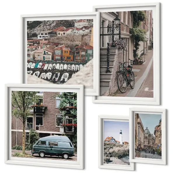 Framed photo set Charming bicycle streets