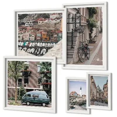 Framed photo set Charming bicycle streets
