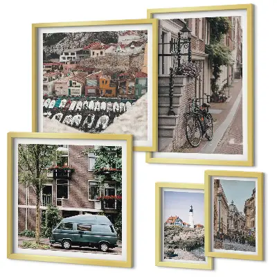 Framed photo set Charming bicycle streets