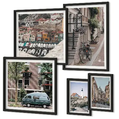 Framed photo set Charming bicycle streets