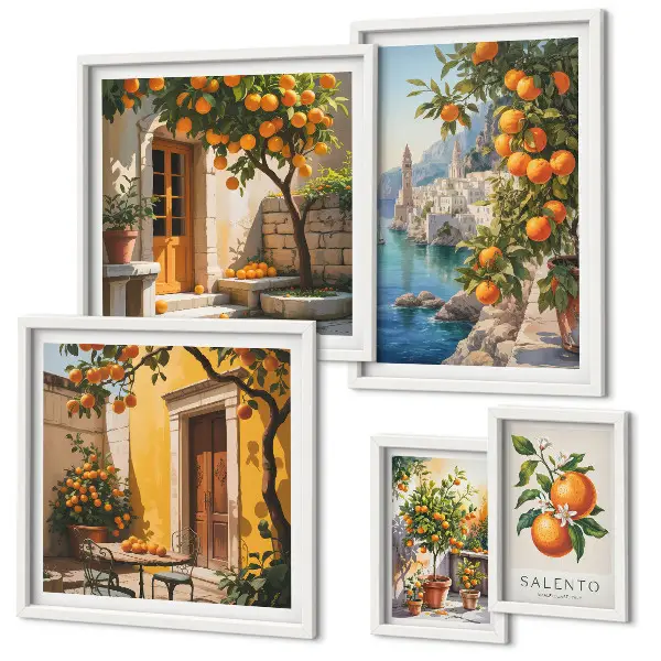 Set of 5 wall art pieces Atmospheric fruit views