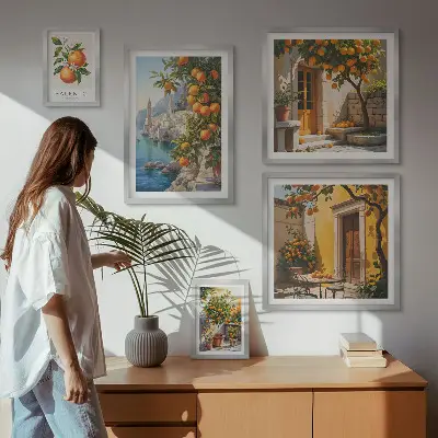 Set of 5 wall art pieces Atmospheric fruit views