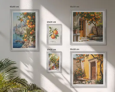 Set of 5 wall art pieces Atmospheric fruit views
