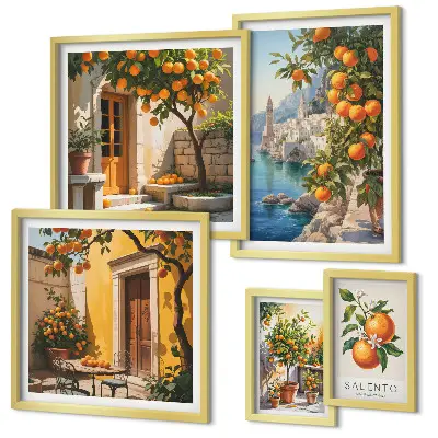 Atmospheric fruit wall art set of 5 pieces