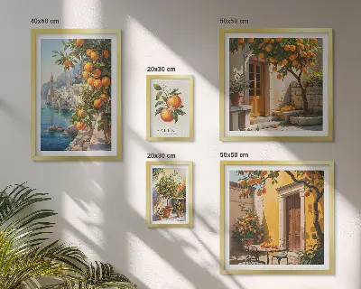 Set of 5 wall art pieces Atmospheric fruit views