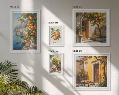 Set of 5 wall art pieces Atmospheric fruit views