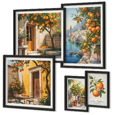 Atmospheric fruit wall art set of 5 pieces