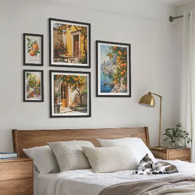 Set of 5 wall art pieces Atmospheric fruit views