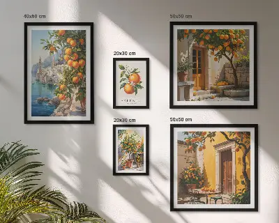 Set of 5 wall art pieces Atmospheric fruit views