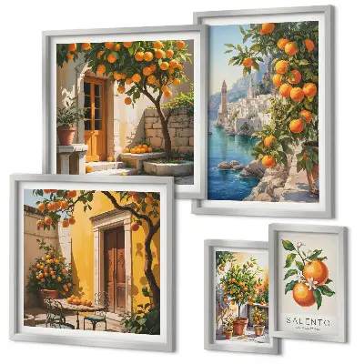 Set of 5 wall art pieces Atmospheric fruit views