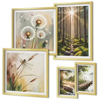 Framed photo set Forest landscapes nature peace