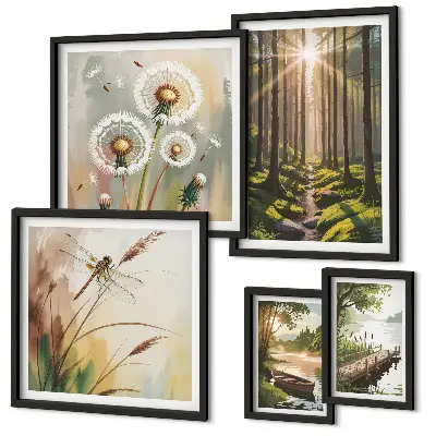 Framed photo set Forest landscapes nature peace