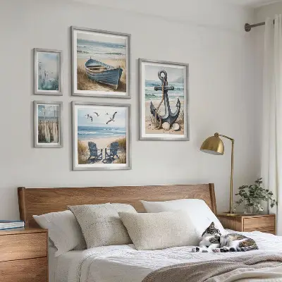Set of 5 wall art pieces Seaside style inspirations sea beach