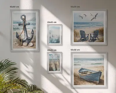 Set of 5 wall art pieces Seaside style inspirations sea beach