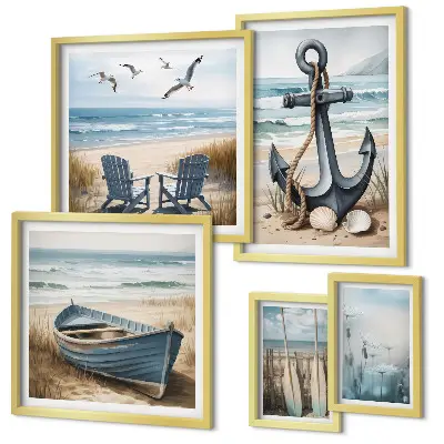 Set of 5 wall art pieces Seaside style inspirations sea beach