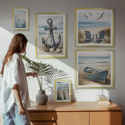 Set of 5 wall art pieces Seaside style inspirations sea beach
