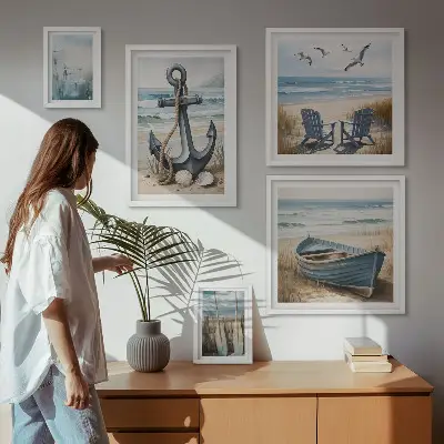 Set of 5 wall art pieces Seaside style inspirations sea beach