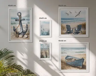 Set of 5 wall art pieces Seaside style inspirations sea beach