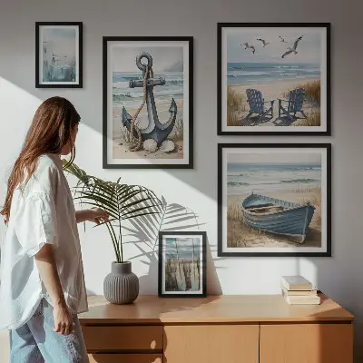 Set of 5 wall art pieces Seaside style inspirations sea beach