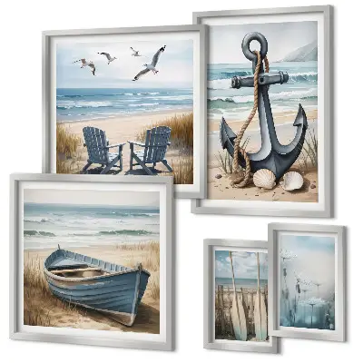 Set of 5 wall art pieces Seaside style inspirations sea beach