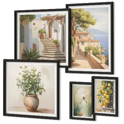 Framed photo set Stylish views of seaside towns