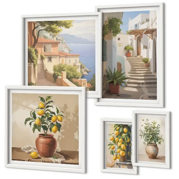 Set of 5 wall art pieces Stylish interior street plants