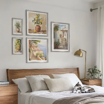 Set of 5 wall art pieces Stylish interior street plants